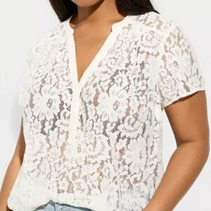 Torrid White Lace Blouse